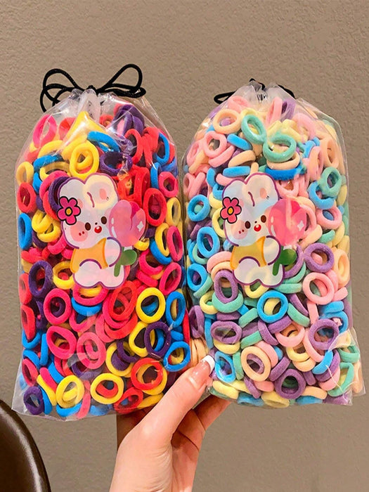 SHEIN 200 piezas/bolsa Bandas elásticas para el cabello de color mixto