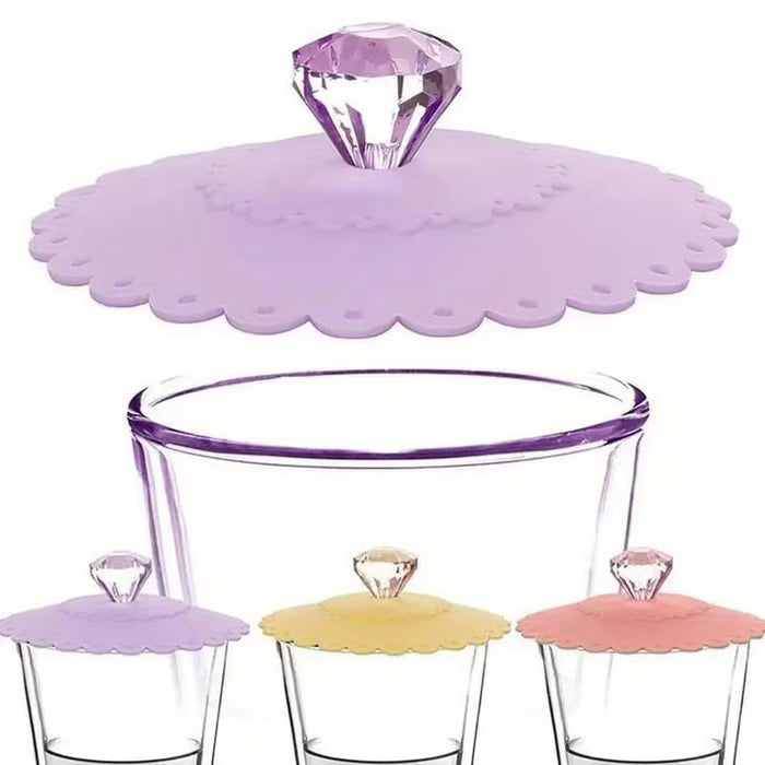Tapa de silicona con forma de flor de esmeralda para vasos, linda cubierta antipolvo