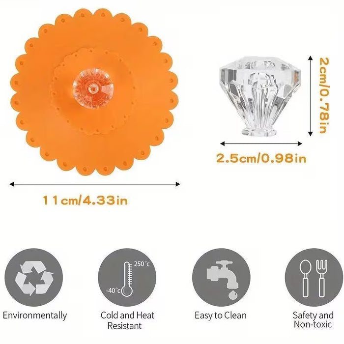 Tapa de silicona con forma de flor de esmeralda para vasos, linda cubierta antipolvo