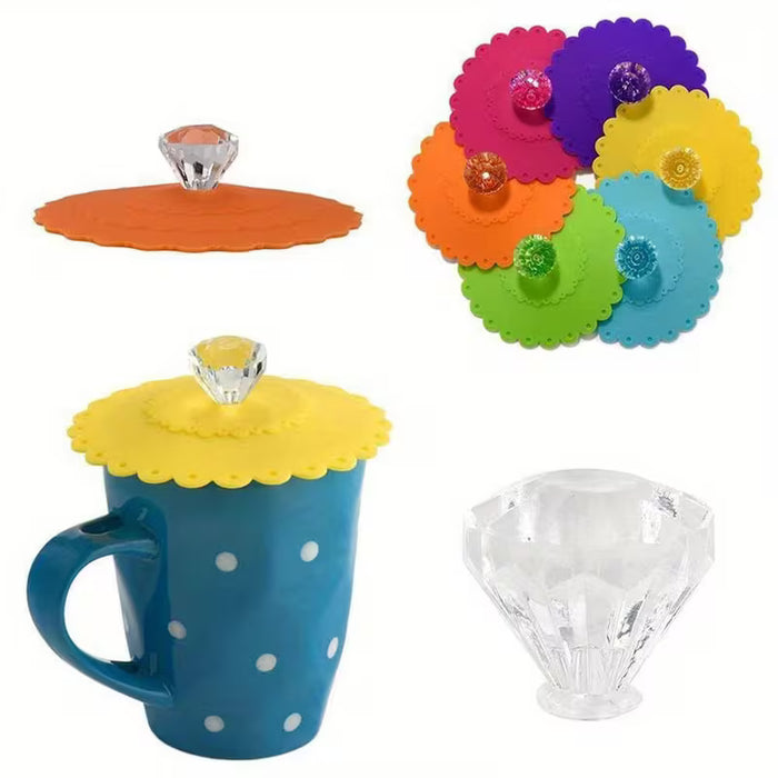 Tapa de silicona con forma de flor de esmeralda para vasos, linda cubierta antipolvo
