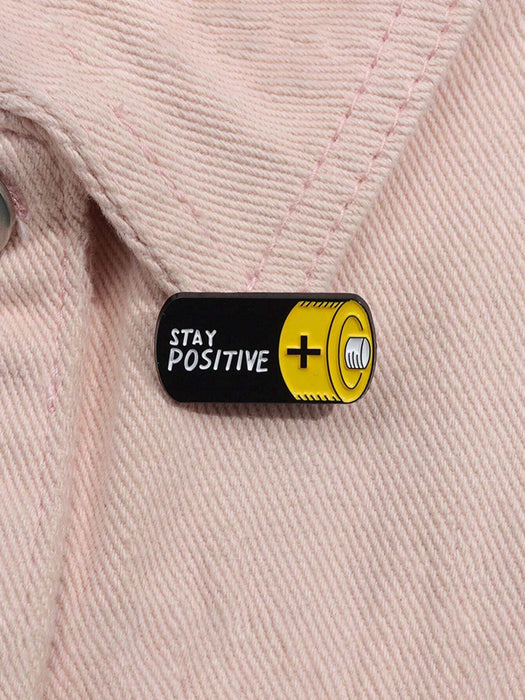 Shein 1 Pieza Broche En Forma De Batería Con Mensaje "mantén Una Actitud Positiva"