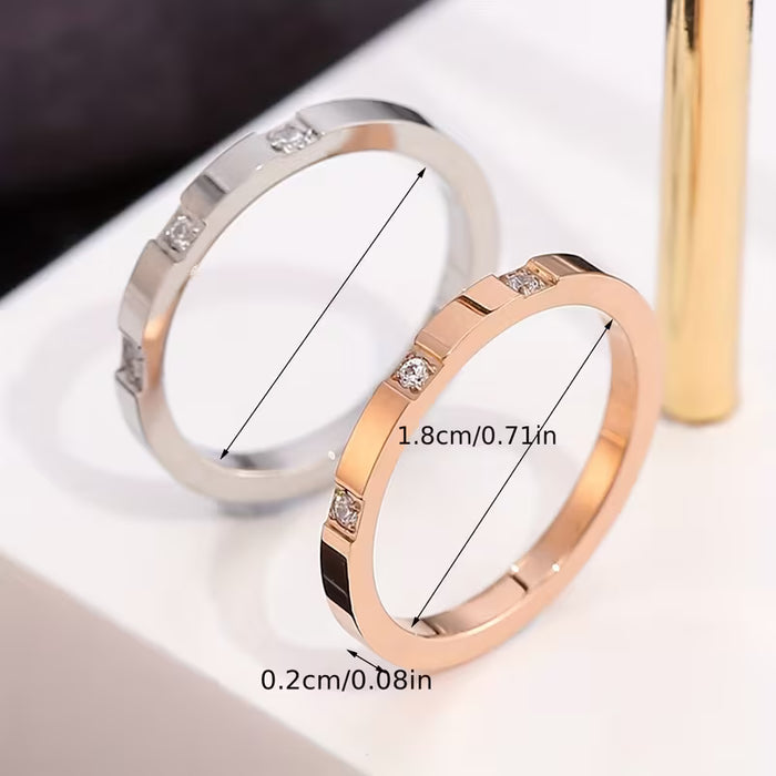 1 Anillo Simple y Elegante de Acero Inoxidable , Anillo Cuadrado para el Índice para mujer