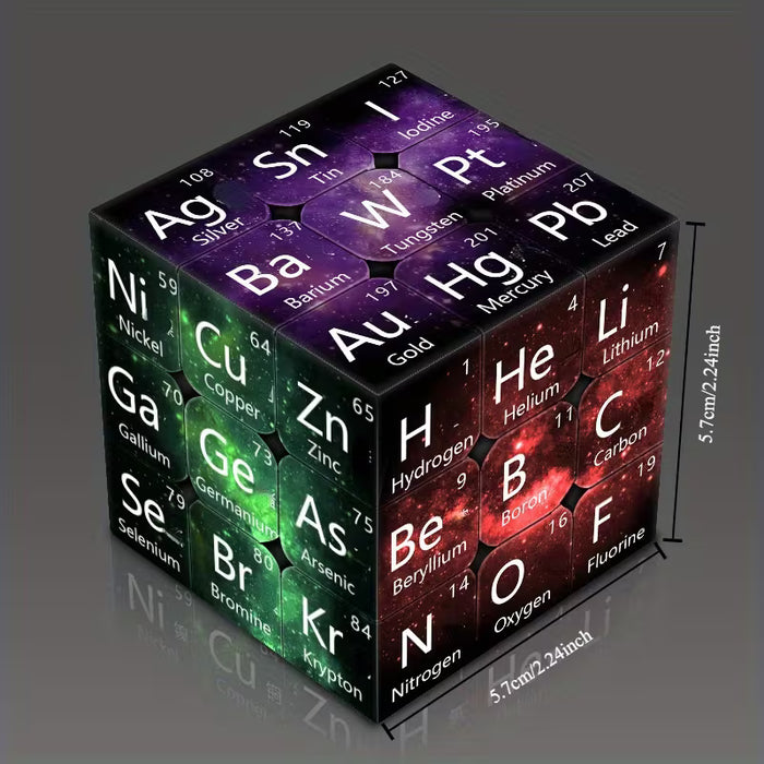 Rompecabezas Cúbico 3x3 de Elementos Químicos del Cielo Estrellado, Dificultad Intermedia