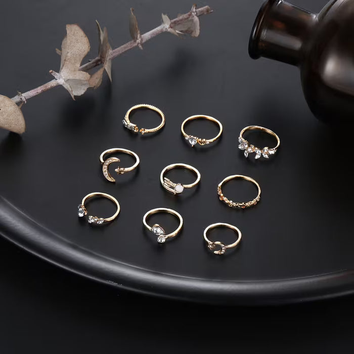 9/PC Anillos Amor Mariposa Estrella Luna Set Imitación