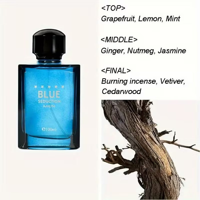 Eau De Toilette para hombres, fragancia refrescante y duradera con notas amaderadas 100ml
