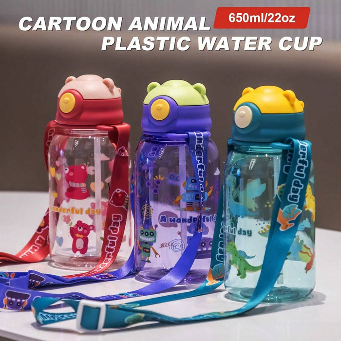 Shein 1 pieza, Botella de agua de 650ml/22oz con diseño de animal de dibujos animados