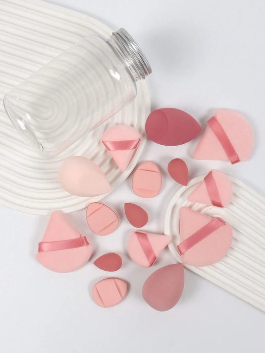 Shein Set de 15 esponjas de maquillaje con tarro de almacenamiento