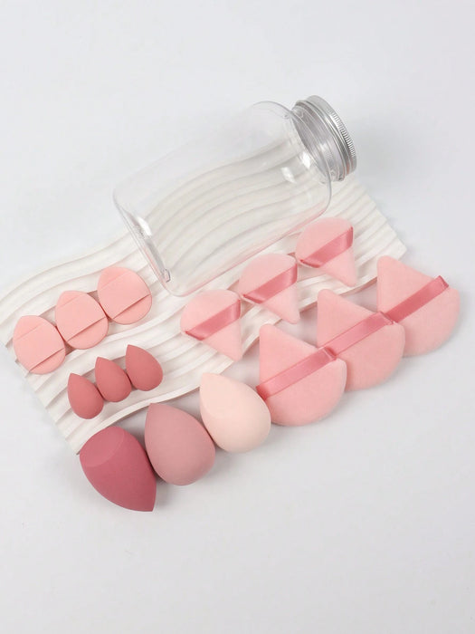 Shein Set de 15 esponjas de maquillaje con tarro de almacenamiento