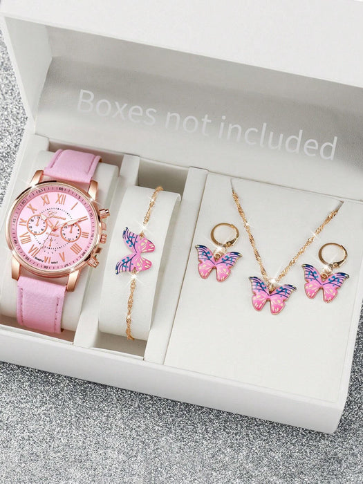 SHEIN Reloj de pulsera de cuarzo con esfera de escala romana de tres ojos