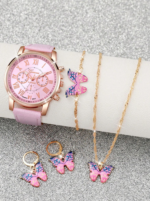 SHEIN Reloj de pulsera de cuarzo con esfera de escala romana de tres ojos