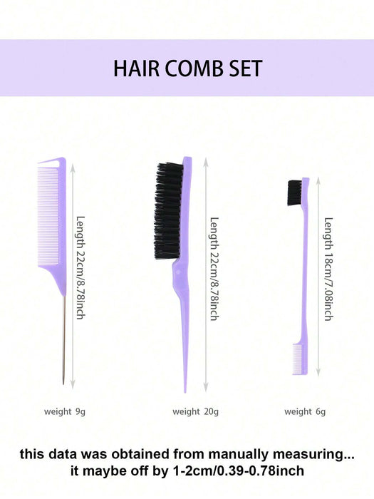 SHEIN Set de 3 piezas de cepillos para peinar el cabello hacia atrás