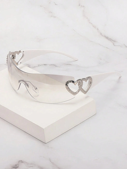 SHEIN 1 pieza Gafas en forma de corazón sin marco de metal, estilo Y2K