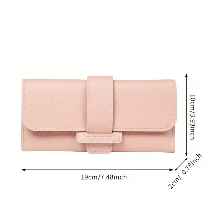 Monederos largos para mujer, billeteras con hebilla de Metal, billeteras simples