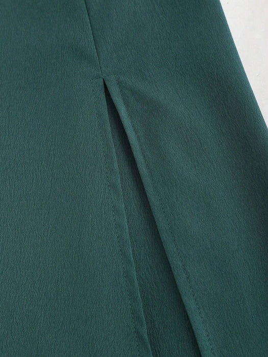 Shein Vestido largo de verano Sweetra de color liso con hombros descubiertos y abertura alta