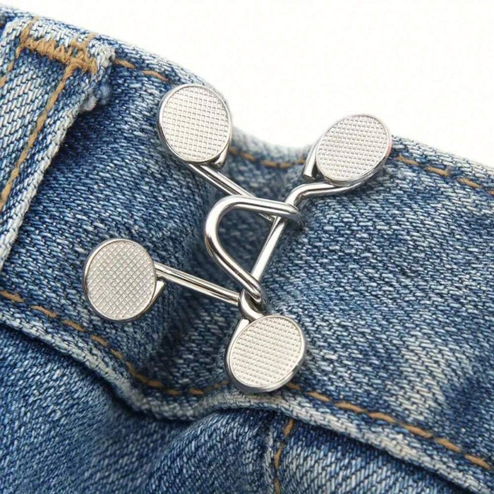 2 juegos de hebillas ajustables para jeans, pantalones sin costuras, botones para la cintura