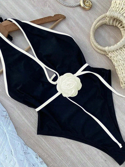 SHEIN Traje de baño de una pieza tipo camisola blanco oficial de Polovedo
