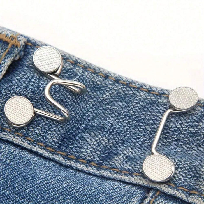 2 juegos de hebillas ajustables para jeans, pantalones sin costuras, botones para la cintura
