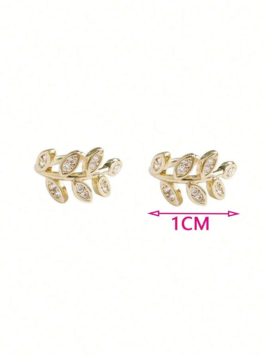 Shein 2 piezas/1 Set de pendientes de clip con forma de hoja dorada para damas