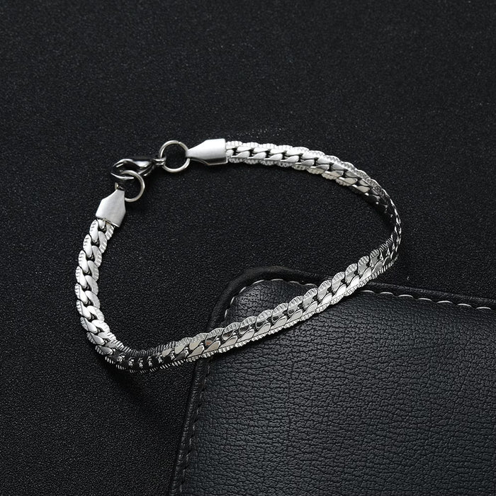 Pulsera de Cadena de Serpiente de Acero Inoxidable para Hombres y Mujeres, Moda Clásica