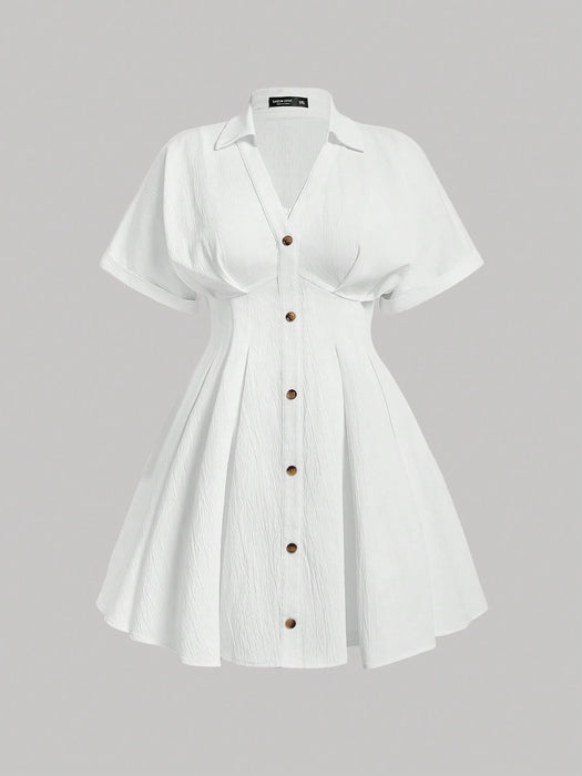SHEIN MOD Vestido blanco de verano para vacaciones en tallas grandes con cuello en V