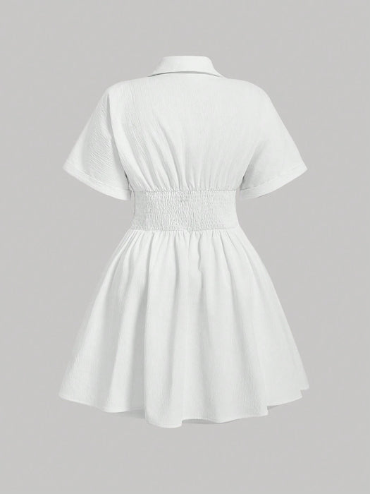 SHEIN MOD Vestido blanco de verano para vacaciones en tallas grandes con cuello en V