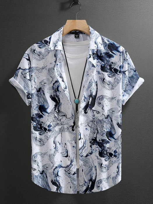 SHEIN Manfinity Homme Camisa casual de manga corta con estampado total