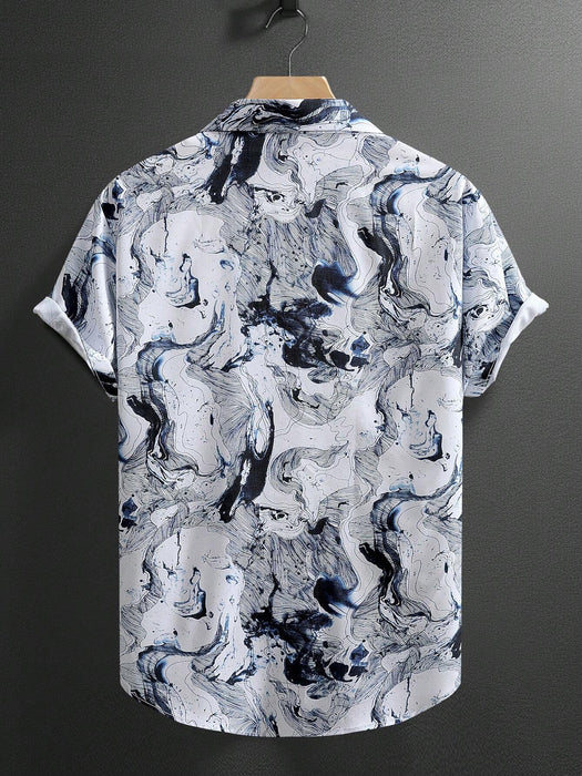 SHEIN Manfinity Homme Camisa casual de manga corta con estampado total