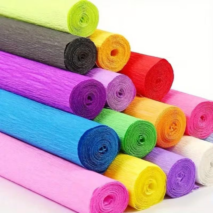 Papel arrugado grueso vibrante de 250X50 cm para creaciones florales, origami de papel crepé