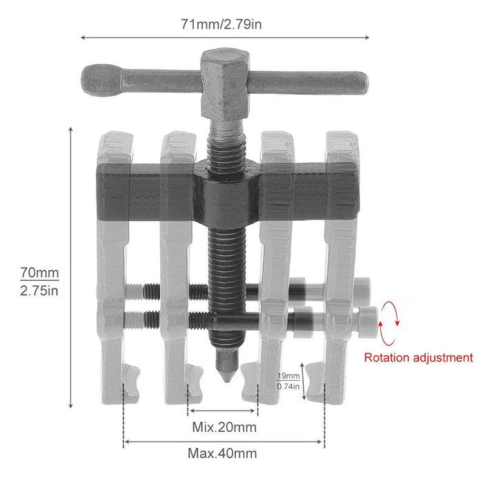 Extractor de rodamientos de doble mordaza ajustable de 2"/50mm