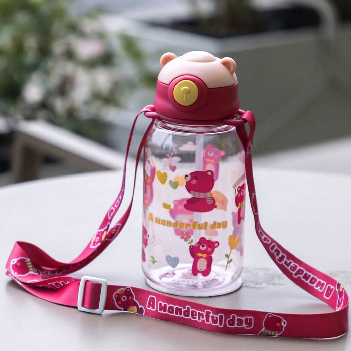 Shein 1 pieza, Botella de agua de 650ml/22oz con diseño de animal de dibujos animados