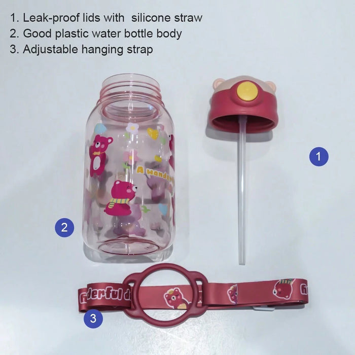 Shein 1 pieza, Botella de agua de 650ml/22oz con diseño de animal de dibujos animados