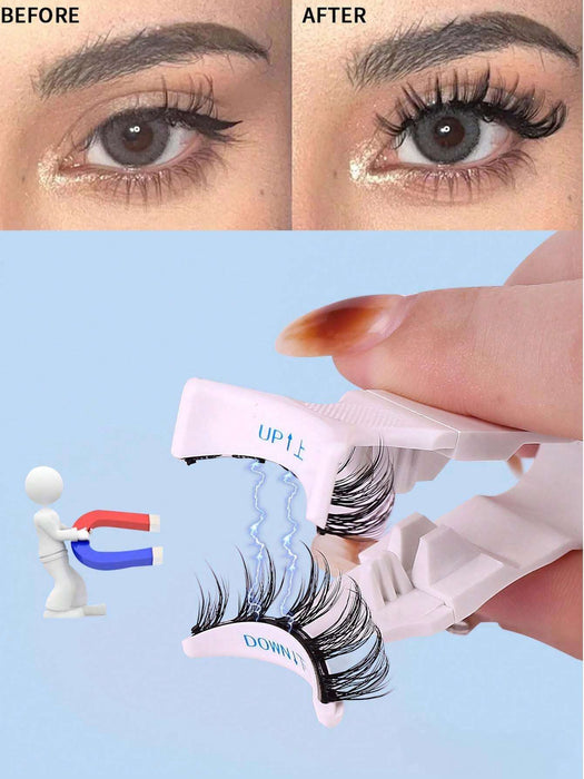 Shein Rizador de pestañas magnético blanco, compacto y portátil, reutilizable