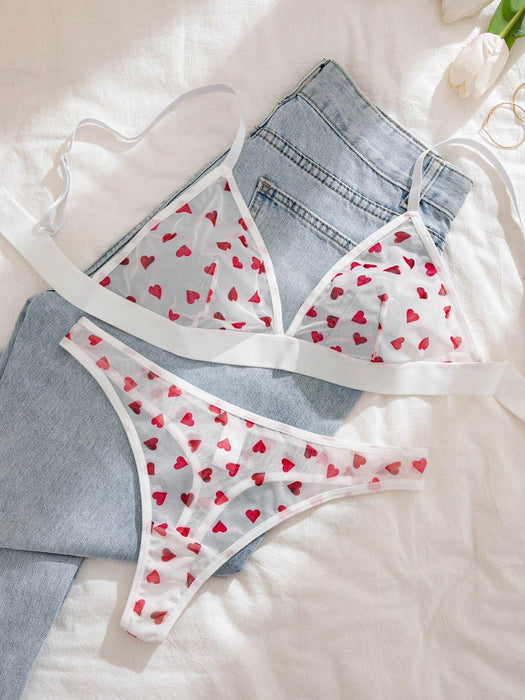 Shein PetitDoll Conjunto de 2 piezas de lencería sexy para mujer (Sujetador sin aros, Tanga)