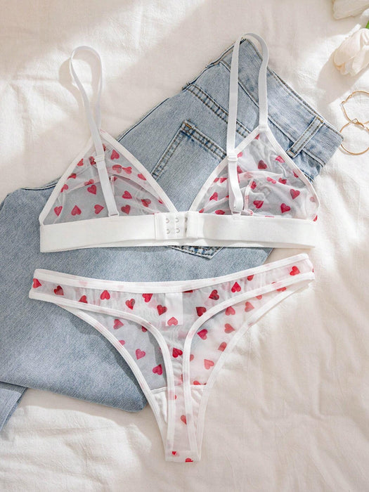 Shein PetitDoll Conjunto de 2 piezas de lencería sexy para mujer (Sujetador sin aros, Tanga)