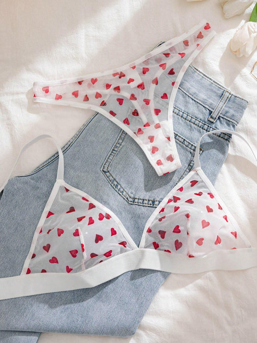 Shein PetitDoll Conjunto de 2 piezas de lencería sexy para mujer (Sujetador sin aros, Tanga)