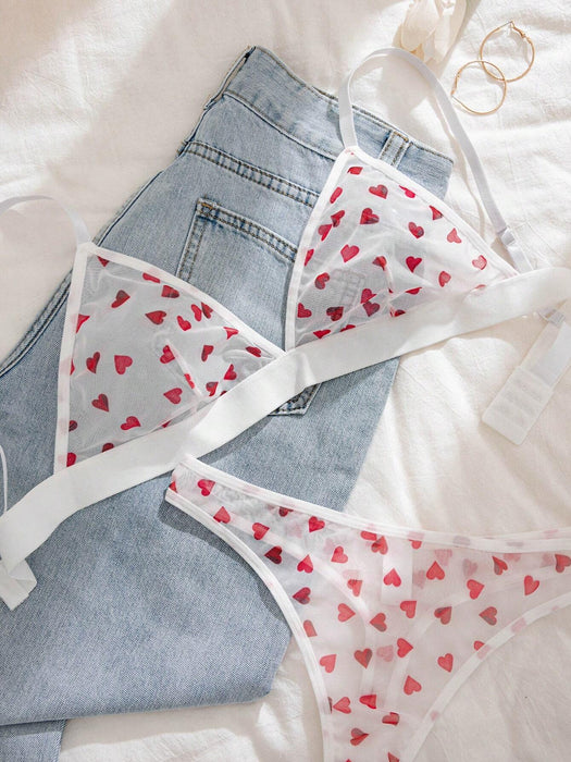 Shein PetitDoll Conjunto de 2 piezas de lencería sexy para mujer (Sujetador sin aros, Tanga)