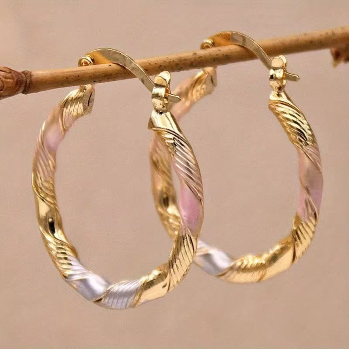 Pendientes de aro trenzados dorados - Estilo bohemio vintage, hipoalergénicos
