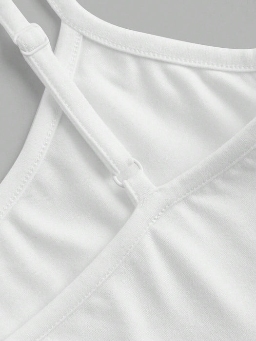 SHEIN EZwear Camiseta corta de tirantes con estampado de eslogan para mujer