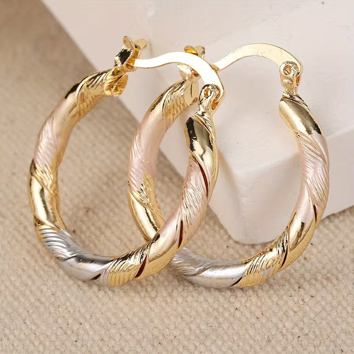 Pendientes de aro trenzados dorados - Estilo bohemio vintage, hipoalergénicos