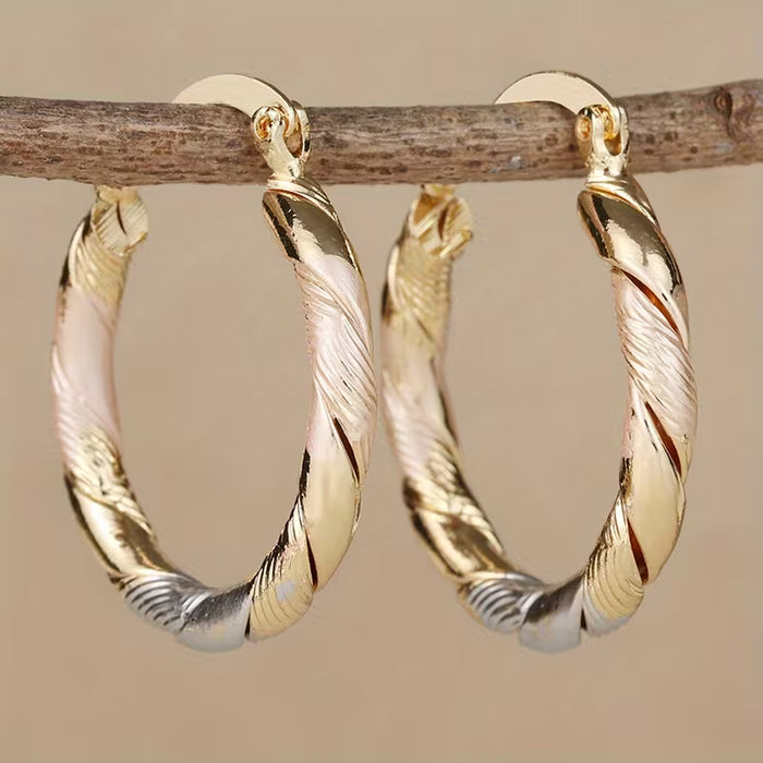 Pendientes de aro trenzados dorados - Estilo bohemio vintage, hipoalergénicos