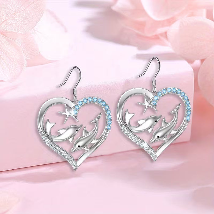 3 piezas de Aretes y Collar de moda creativa Lindo de Delfín