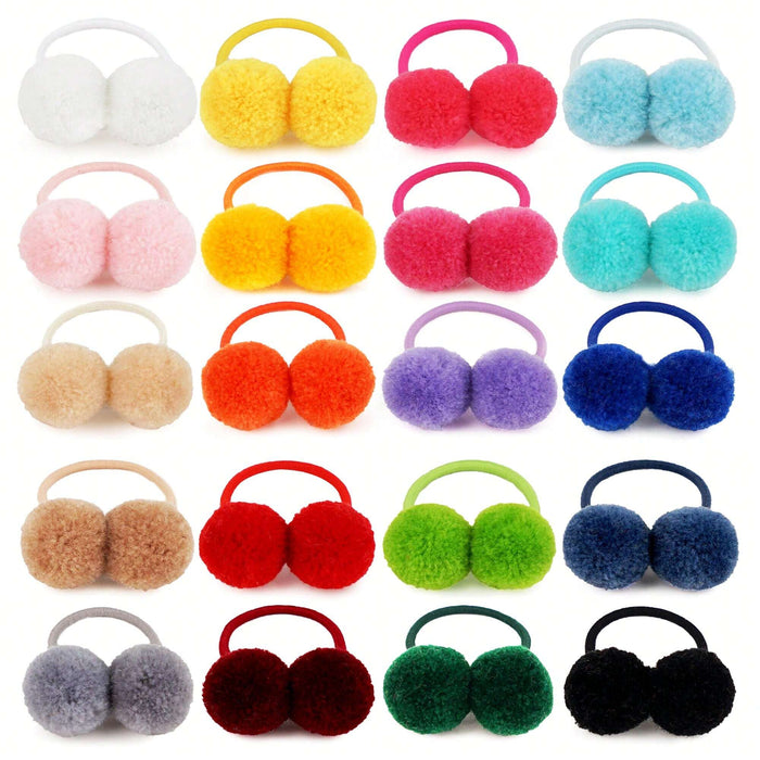 SHEIN 20 piezas de pompones sólidos de 1.4 pulgadas con cordón elástico