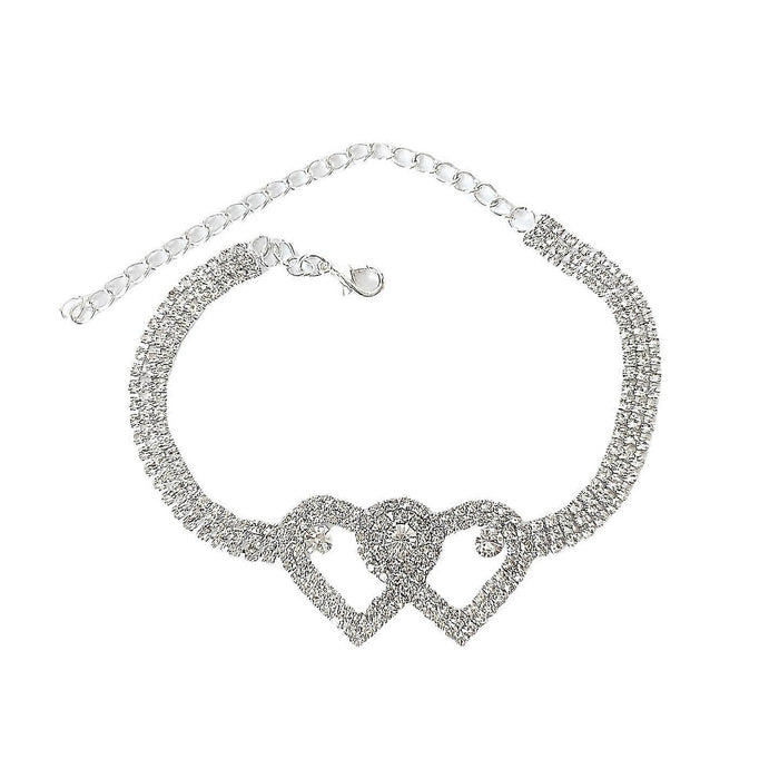 Pulsera de tobillo de plata con forma de corazón para mujer