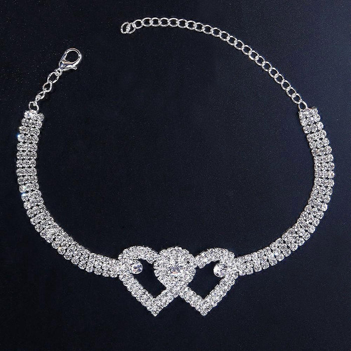 Pulsera de tobillo de plata con forma de corazón para mujer