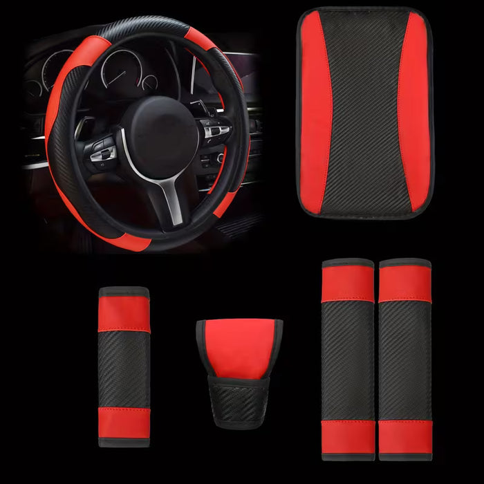 1 juego de interior de coche en cuero PU, set de 6 piezas de decoración universal