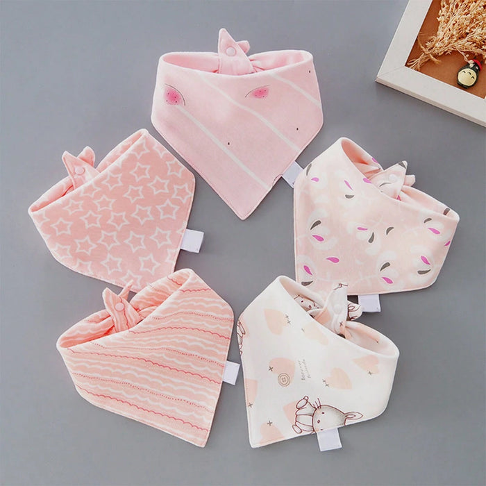 SHEIN 5 baberos tipo bandana con diseño de conejito y lirio para bebés