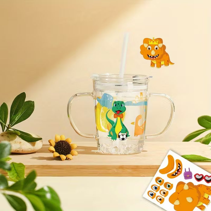 24uds Stickers Creativos de Expresiones Faciales de Dinosaurios de Dibujos Animados