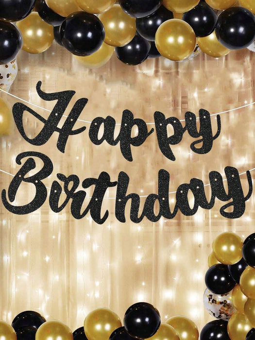 SHEIN 1 pieza Pancarta de feliz cumpleaños con purpurina