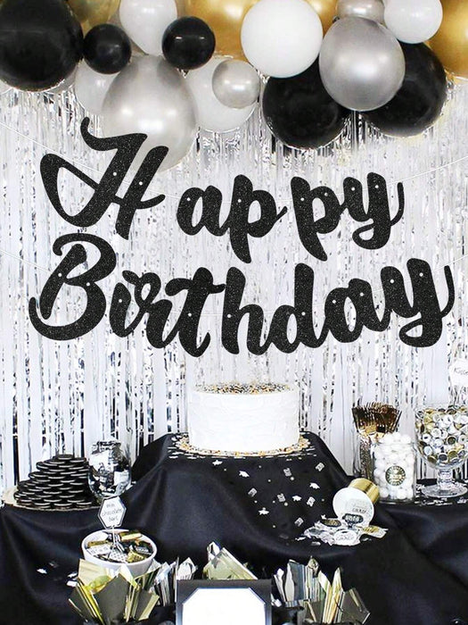 SHEIN 1 pieza Pancarta de feliz cumpleaños con purpurina