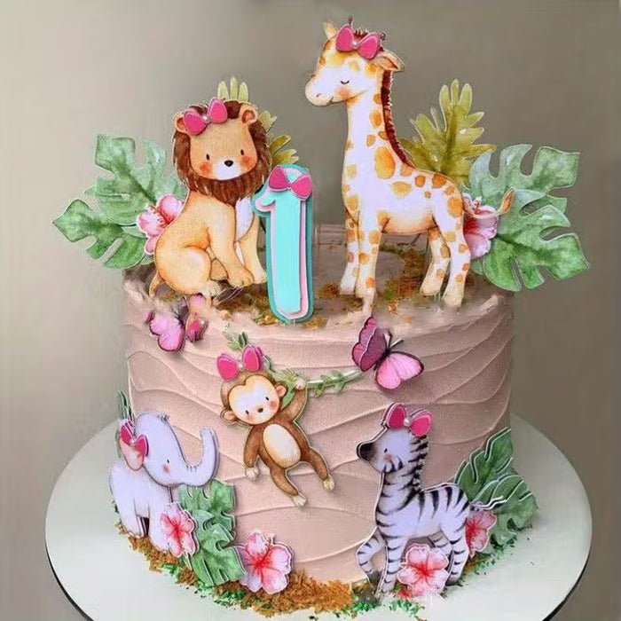 1 Juego de Decoraciones de Torta de Animales de la Selva